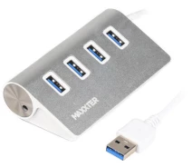 Купить - кардридер  Maxxter USB 3.0 Type-A 4 ports, silver (HU3A-4P-01)