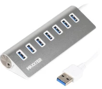 Купить - кардридер  Maxxter USB 3.0 Type-A 7 ports, silver (HU3A-7P-01)