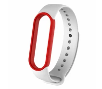 Купить - аксессуар к смарт-чсасам  Ремешок Deexe Dual Color для Xiaomi Mi Band 5 / Mi Band 6 - Red / White