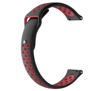 Купить - аксессуар к смарт-чсасам  Ремешок для Amazfit Stratos | Pace | GTR 47мм силиконовый перфорированный 22мм Черно-Красный BeWatch (1020113)
