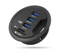 Купить - кардридер  Концентратор BauTech С 3 разъемами USB 3.0 TF карта SD MMC Черный (1007-430-01)