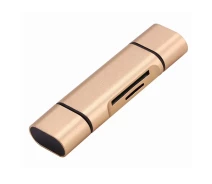 Купить - кардридер  Кард-ридер Vention BauTech OTG USB 2.0 + Type C TF micro SD 5 в 1 Золотой (1007-667-01)