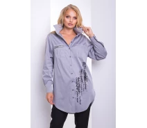 Купить - женскую рубашку  Рубашка "Земфира" (серый) 56 (XXXXL)