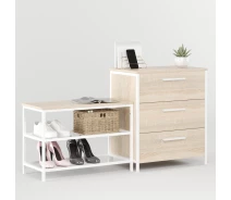 Купить - пуф и банкетку  Тумба для обуви Fenster Дакара 128 Белая ДСП Дуб сонома