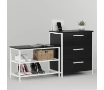 Купить - пуф и банкетку  Тумба для обуви Fenster Дакара 128 Белая ДСП Черное