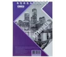 Купить -  Блокнот на пружине сверху METROPOLIS А6 48 л клетка картонная обложка фиолетовый (BM2464510107)