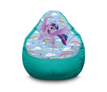 Купить - бескаркасную мебель  Кресло мешок iPuff ''My Little Pony. Twilight Sparkle and rainbow'' Оксфорд XXL (90х125 см) Бирюзовый