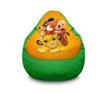 Купить - бескаркасную мебель  Кресло мешок iPuff ''Lion King. Simba, Timon and Pumbaa. Yellow'' Оксфорд XXXL (100х135 см) Зелёный