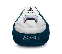 Купить - бескаркасную мебель  Кресло мешок iPuff ''PS 5. White'' Флок XXXL (100х135 см) Синий