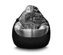 Купить - бескаркасную мебель  Кресло груша iPuff ''Нью Йорк'' Флок XXXL (100х135 см) Черный