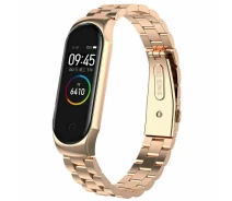 Купить - аксессуар к смарт-чсасам  Ремешок Stainless Steel для Xiaomi Mi Band 5 Rose Gold (162337)