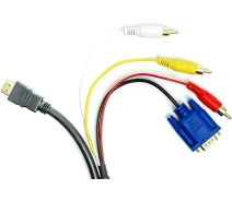 Купить - адаптер и кабель  Кабель PowerPlant HDMI (M) - VGA (M) / 3*RCA (M), 1080p, 1м (CA912018)