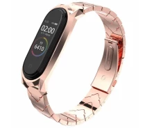 Купить - аксессуар к смарт-чсасам  Ремешок MiJobs V-Style Metal Strap для Xiaomi Mi Band 3/4/5 Rose Gold