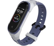 Купить - аксессуар к смарт-чсасам  Ремешок MiJobs Two-Color Strap для Xiaomi Mi Band 3/4/5 Grey Blue