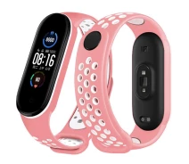 Купить - аксессуар к смарт-чсасам  Ремешок Double Color Strap для Xiaomi Mi Band 5 / 6  Pink-White