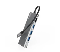 Купить - кардридер  USB-C хаб 6-в-1 Promate LinkHub-C2 HDMI/3xUSB 3.0/SD/MicroSD Grey (linkhub-c2.grey)