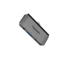 Купить - кардридер  USB-C хаб 4-в-1 Promate PadHub-Pro USB-C PD/HDMI/USB 3.0/AUX 3.5 мм Grey (padhub-pro.grey)