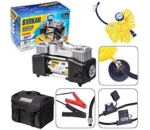 Купить - автокомпрессор  Компрессор Вулкан 12122 150psi/25A/90л/шланг 7.5м/клеммы/2цил/фонарь