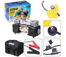 Купить - автокомпрессор  Компрессор "Вулкан" КА-В12122 150psi/25Amp/90л/клеммы/шланг 7,5м с дефлятором/фонарь/2 цилиндра (КА-В12122)