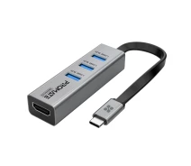 Купить - кардридер  USB-C хаб 4-в-1 Promate MediaHub-C3 HDMI/3xUSB 3.0 Grey (mediahub-c3.grey)