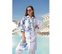 Купить - повседневное платье  Хлопковая туника морская Cotton S, белый 46-396255