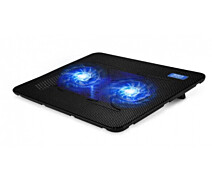 Купить - стол и подставку для ноутбука  Подставка под ноутбук Pccooler N130, 10-14, 2*90mm BLUE LED 120010% RPM, корпус пластик, 2xUSB 2.0, 330x250x25mm, Black, Box Q30