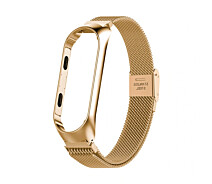 Купить - аксессуар к смарт-чсасам  Ремешок для фитнес браслета Xiaomi Mi Band 3 и 4 Mesh steel Gold