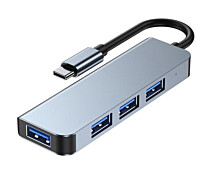 Купить - кардридер  Хаб разветвитель Type-C на 4x USB 3.0/USB 2.0 BC1.2 металл