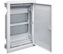 Купить - распределительный щит и шкаф  Щит мультимедийный встраиваемый с металлической дверцей Hager Volta VU24NWB 2-х рядный внутренней установки для слаботочки (3274)