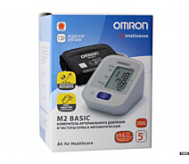 Купить - тонометр  Тонометр Omron M2 Basic (HEM-7121-ALRU) автоматический на плечо с адаптером гарантия 5 лет (to-18154)