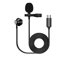 Купить - микрофон для караоке  Петличный микрофон с наушником для Android FZONE KM-05 LAVALIER MICROPHONE W/ EARPHONE (USB Type C)