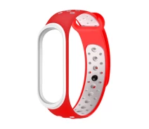 Купить - аксессуар к смарт-чсасам  Ремешок для mi band 4 ми бенд 3 перфорированный красно-белый