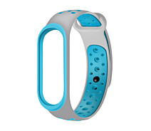 Купить - аксессуар к смарт-чсасам  Ремешок для mi band 4 ми бенд 3 перфорированный серо-синий