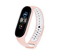Купить - аксессуар к смарт-чсасам  Ремешок для mi band 5 ми бенд 6 перфорированный розово-белый
