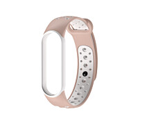 Купить - аксессуар к смарт-чсасам  Ремешок для mi band 5 ми бенд 6 перфорированный пудрово-белый