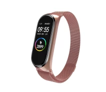 Купить - аксессуар к смарт-чсасам  Ремешок для mi band 4 ми бенд 4 металлический миланская петля розовый