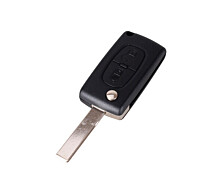 Купить - автосигнализацию  Выкидной ключ, корпус под чип, 2кн DKT0269, Peugeot, ниша CE0536, HU83