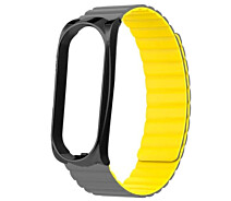 Купить - аксессуар к смарт-чсасам  Ремешок Deexe Soft Chain для Xiaomi Mi Band 5/6 - Grey / Yellow