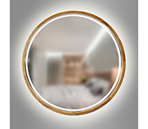 Купить - зеркало  Зеркало круглое деревянное с LED-подсветкой LUXURY WOOD Perfection Natural Dark Ясень