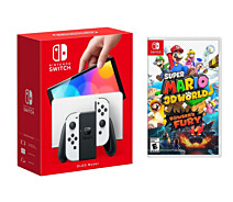 Купить - игровую консоль  Nintendo Switch (OLED model) White set + Super Mario 3D World Bowser's Fury Nintendo Switch