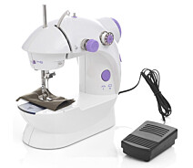 Купить - швейную машинку  Швейная мини машинка портативная SmartUS FHSM 202А 4 в 1 с педалью и адаптером питания белая