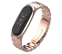 Купить - аксессуар к смарт-чсасам  Ремешок MiJobs Metal Strap для Xiaomi Mi Band 3 / 4 / 5 / 6  Rose Gold