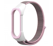 Купить - аксессуар к смарт-чсасам  Ремешок Colored Nylon Strap для Xiaomi Mi Band 3 / 4 / 5 / 6  Rose White