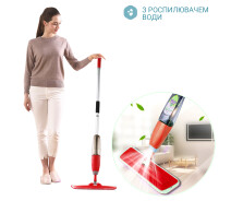 Купить - швабру  Умная швабра с распылителем и двойной щеткой 3 в 1 Spray Healthy Mop длинная ручка управление разбрызгиванием воды универсальная Красная