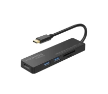 Купить - кардридер  USB-C хаб 4-в-1 Promate LinkHub-C HDMI/2xUSB 3.0/SD/MicroSD Grey (linkhub-c.grey)