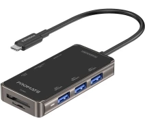 Купить - кардридер  USB-C хаб 8-в-1 Promate PrimeHub-Mini USB-C PD/HDMI/3xUSB 3.0/RJ45/SD/MicroSD Grey (primehub-mini.grey)