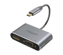 Купить - кардридер  USB-C хаб 2-в-1 Promate MediaHub-C2 HDMI/VGA Grey (mediahub-c2.grey)