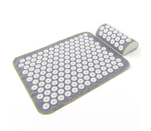 Купить - массажный коврик и принадлежности  Массажный коврик Аппликатор Кузнецова + валик массажер для спины/шеи/ног/стоп/головы/тела OSPORT (n-0002) Серо-белый