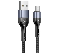 Купить - адаптер и кабель  Дата кабель Usams US-SJ450 U55 Aluminum Alloy Braided USB to MicroUSB (1m) Black