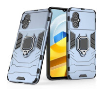 Купить - чехол для смартфона  Чехол Fiji Ring для Xiaomi Poco M4 5G бронированный бампер с подставкой кольцом темно-синий